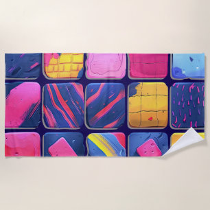 Abstract Colourful Blocks Pattern Beach Towel