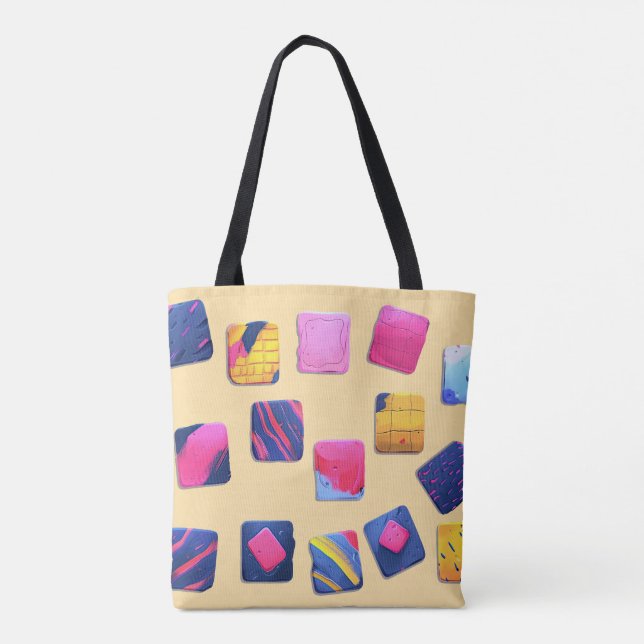 Abstract Colourful Blocks Pattern Tote Bag (Back)