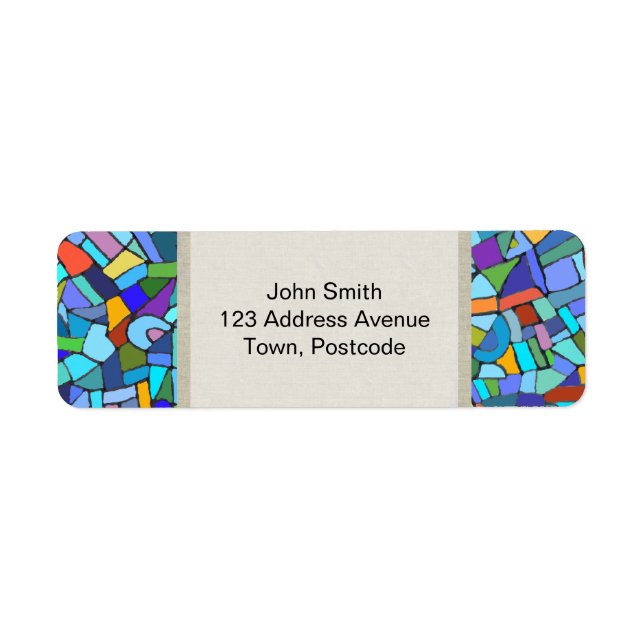 Abstract Colourful Blue Mosaic Pattern Return Address Label (Front)