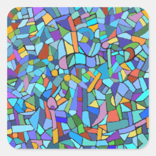 Abstract Colourful Blue Mosaic Pattern Square Sticker