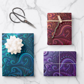 Abstract Colourful Blue Red Violet Spiral Pattern Wrapping Paper Sheet