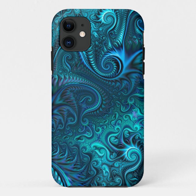 Abstract Colourful Blue & Teal Spiral Pattern  Case-Mate iPhone Case (Back)
