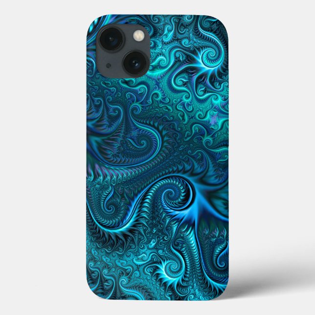 Abstract Colourful Blue & Teal Spiral Pattern Case-Mate iPhone Case (Back)