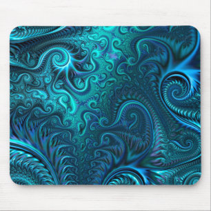 Abstract Colourful Blue & Teal Spiral Pattern Mouse Pad
