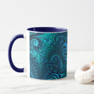 Abstract Colourful Blue & Teal Spiral Pattern Mug