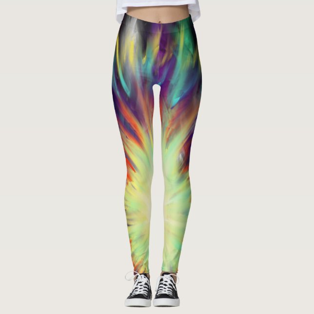 Abstract colourful bold swash leggings (Front)
