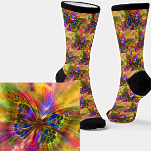 Abstract Colourful Bright Shine Butterfly Socks