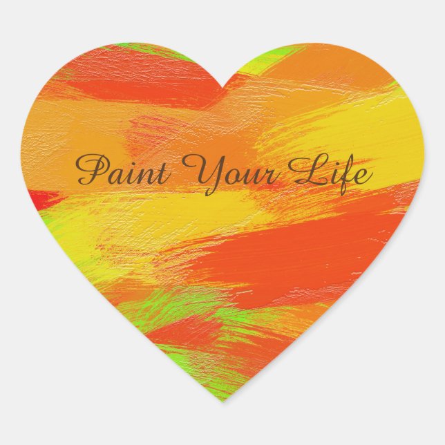 Abstract colourful brush strokes texture.text. heart sticker (Front)