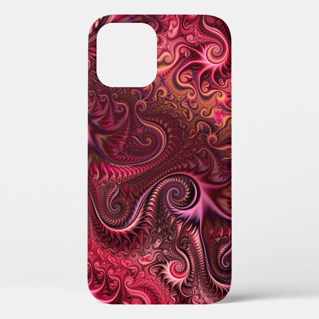 Abstract Colourful Burgundy Carmine Spiral Pattern Case-Mate iPhone Case (Back)