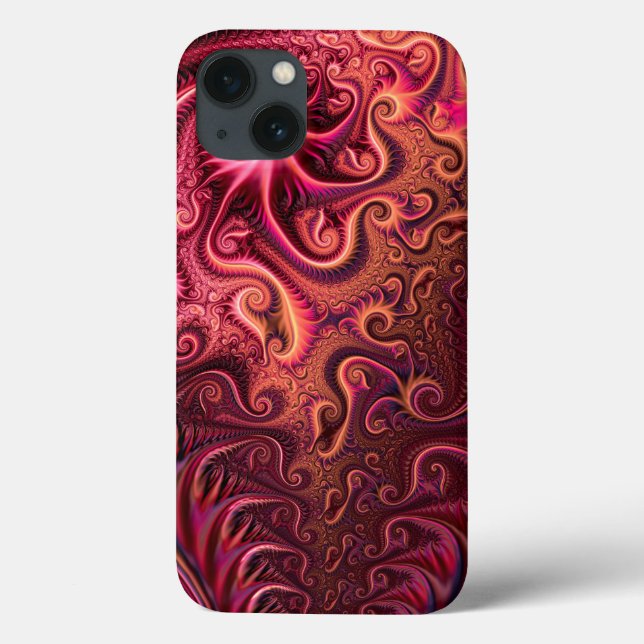 Abstract Colourful Burgundy Carmine Spiral Pattern Case-Mate iPhone Case (Back)