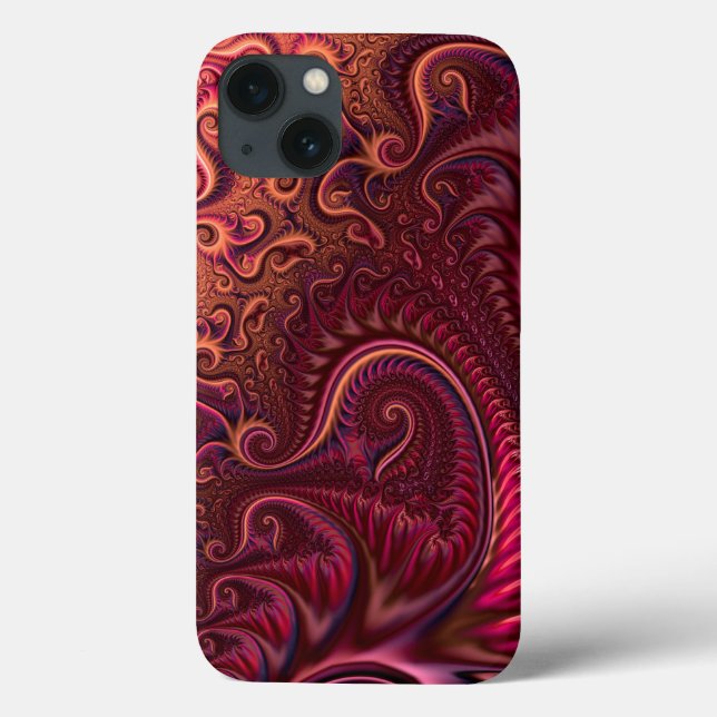 Abstract Colourful Burgundy Carmine Spiral Pattern Case-Mate iPhone Case (Back)