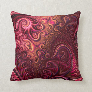 Abstract Colourful Burgundy Carmine Spiral Pattern Cushion