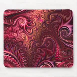 Abstract Colourful Burgundy Carmine Spiral Pattern Mouse Pad
