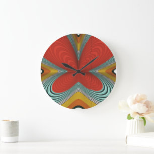 Abstract Colourful Butterfly Pattern Design  Large Clock