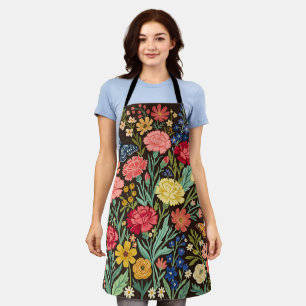 Abstract Colourful Carnations Butterflies Apron