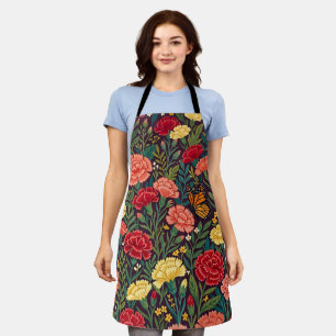 Abstract Colourful Carnations Garden Monarch Apron