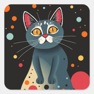 Abstract Colourful Cat Stickers