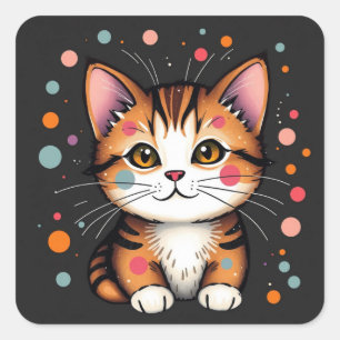 Abstract Colourful Cat Stickers