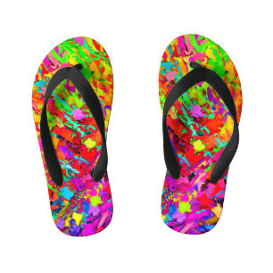 Abstract Colourful Chaos Pattern Kid's Thongs