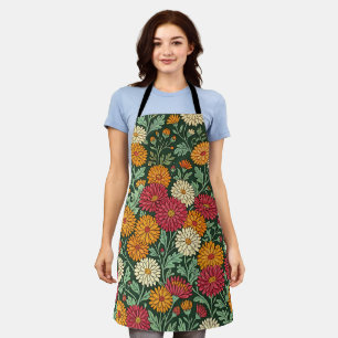 Abstract Colourful Chrysanthemums Butterflies Apro Apron