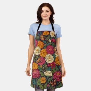 Abstract Colourful Chrysanthemums Butterflies Apro Apron