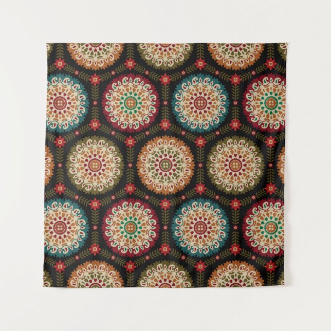 abstract colourful circle bunch pattern background tapestry (Front)