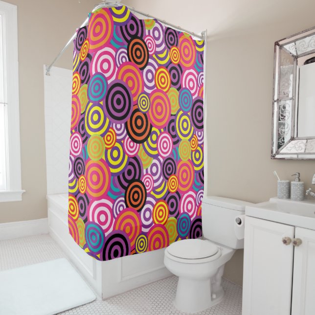 Abstract Colourful Circles Shower Curtain (In Situ)