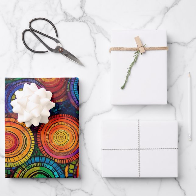 Abstract colourful circles Wrapping Paper (Front)