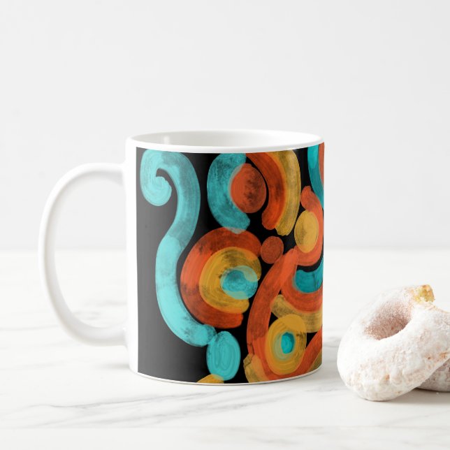 Abstract colourful coffee mug (With Donut)