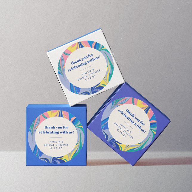 Abstract Colourful Custom Bridal Shower Thank You Classic Round Sticker (Creator Uploaded)