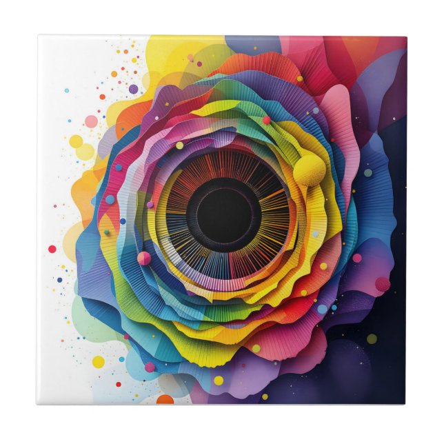 Abstract colourful diaphragm  ceramic tile (Front)