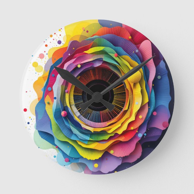 Abstract colourful diaphragm  round clock (Front)