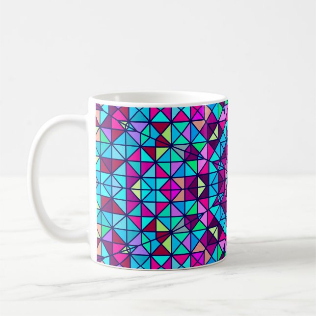 Abstract Colourful Digital Decorative Flower. Geom Coffee Mug (Left)