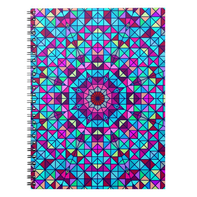 Abstract Colourful Digital Decorative Flower. Geom Notebook (Front)