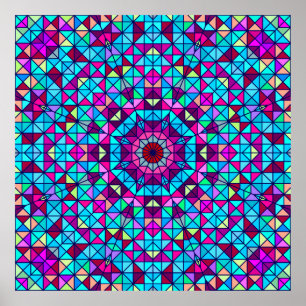 Abstract Colourful Digital Decorative Flower. Geom Poster