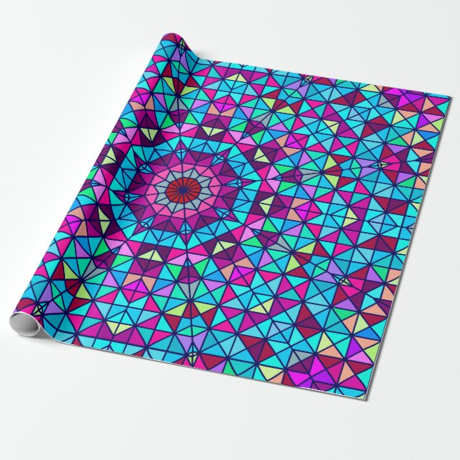 Abstract Colourful Digital Decorative Flower. Geom Wrapping Paper (Unrolled)