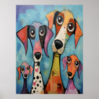 Abstract Colourful Dog Family Minimalist Beautiful