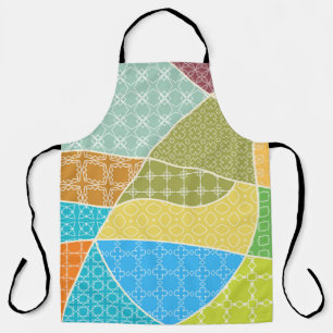 Abstract colourful doodle pattern in mosaic style apron