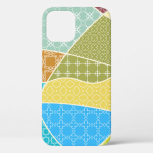 Abstract colourful doodle pattern in mosaic style iPhone 12 case