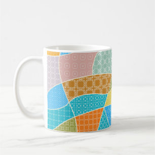 Abstract colourful doodle pattern in mosaic style coffee mug