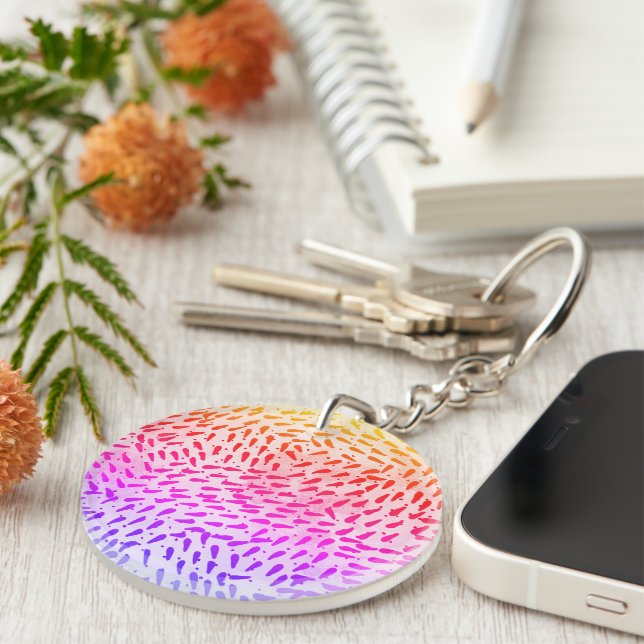 Abstract Colourful Dots Key Ring (Front Right)