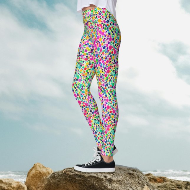 Abstract Colourful Dots Watercolor Paint Pattern  Leggings (Creator Uploaded)