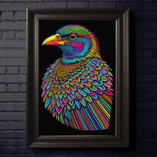 Abstract Colourful Drawing of A Bird 2:3 Poster