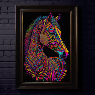 Abstract Colourful Drawing of A Horse 2:3 Poster
