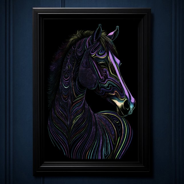 Abstract Colourful Drawing of A Horse 2:3 Purple Poster (Creator Uploaded)