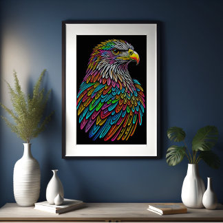 Abstract Colourful Drawing of An Eagle 2:3 Poster