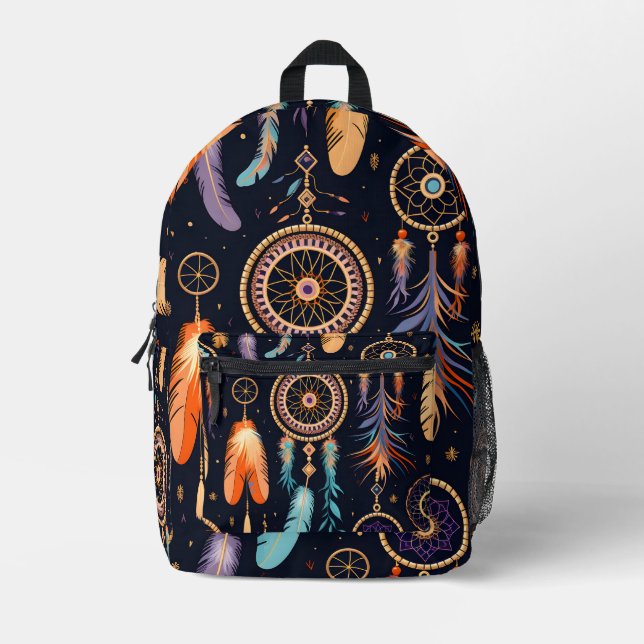 Abstract colourful Dreamcatcher Printed Backpack (Front)