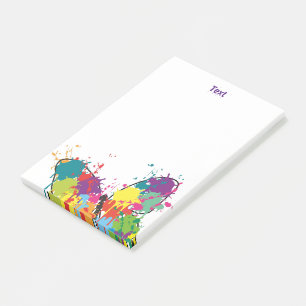 Abstract Colourful Drip Paint Butterfly Post-it Notes