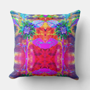 Abstract colourful elegant retro sunflower Cushion