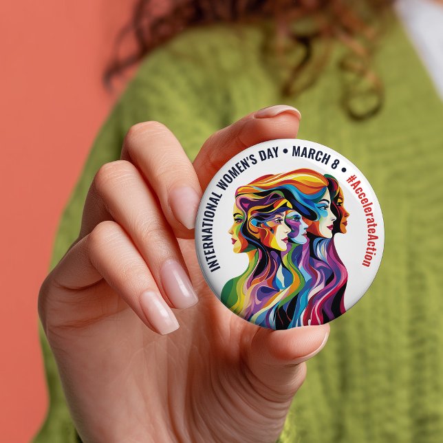 Abstract Colourful Faces Women's Day | IWD 7.5 Cm Round Badge (Abstract Colorful Faces Women's Day | IWD Button)
